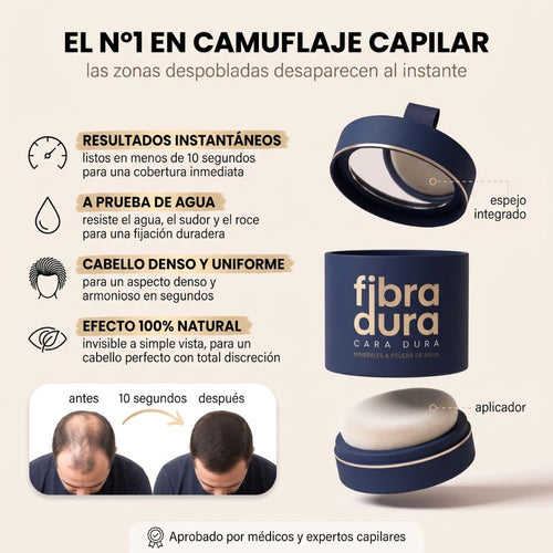 Fibra Dura — Cubre calvas y entradas en 10 segundos